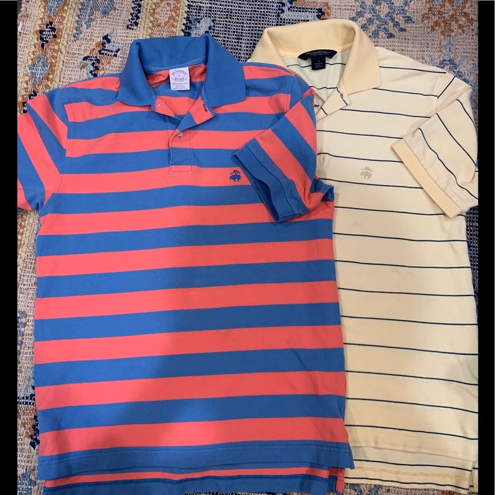 Lot of 2 Brooks Brothers Striped Polos S and M